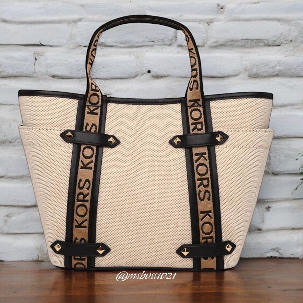 Michael Kors Maeve Medium Convertible Tote in Natural/Black NWT - Picture 6 of 14